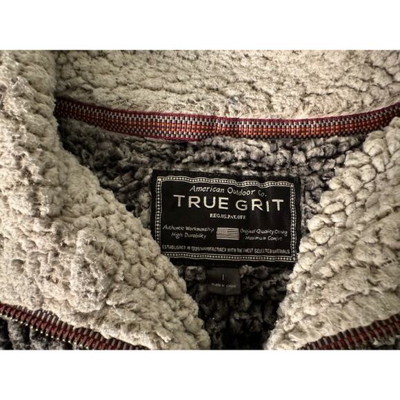 True Grit Quater Zip‎ Pullover Sherpa Fleece White Gray Black Unisex - Picture 2 of 6